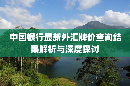 中国银行最新外汇牌价查询结果解析与深度探讨